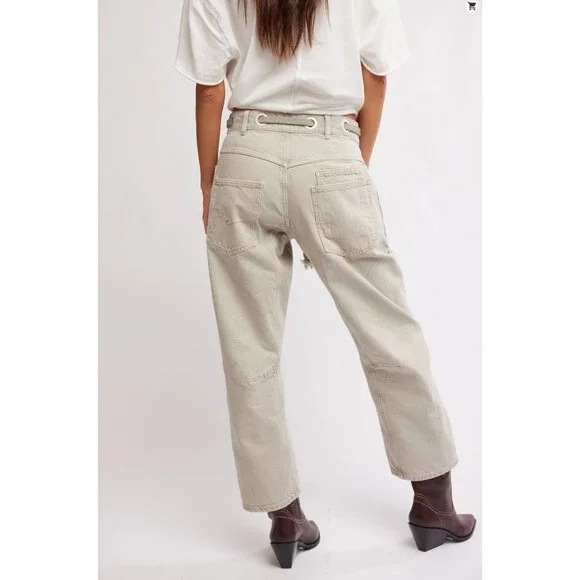 Free People Moxie Low Slung Pants Women's 25 Barrel Jetty Cotton Pull On DDR2730 - Picture 5 of 12